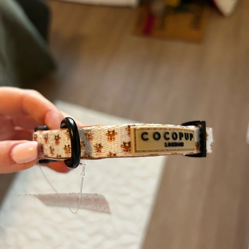 Cocopup London Dog Collar - Brown and Cream Reindeer - Picture 2 of 2